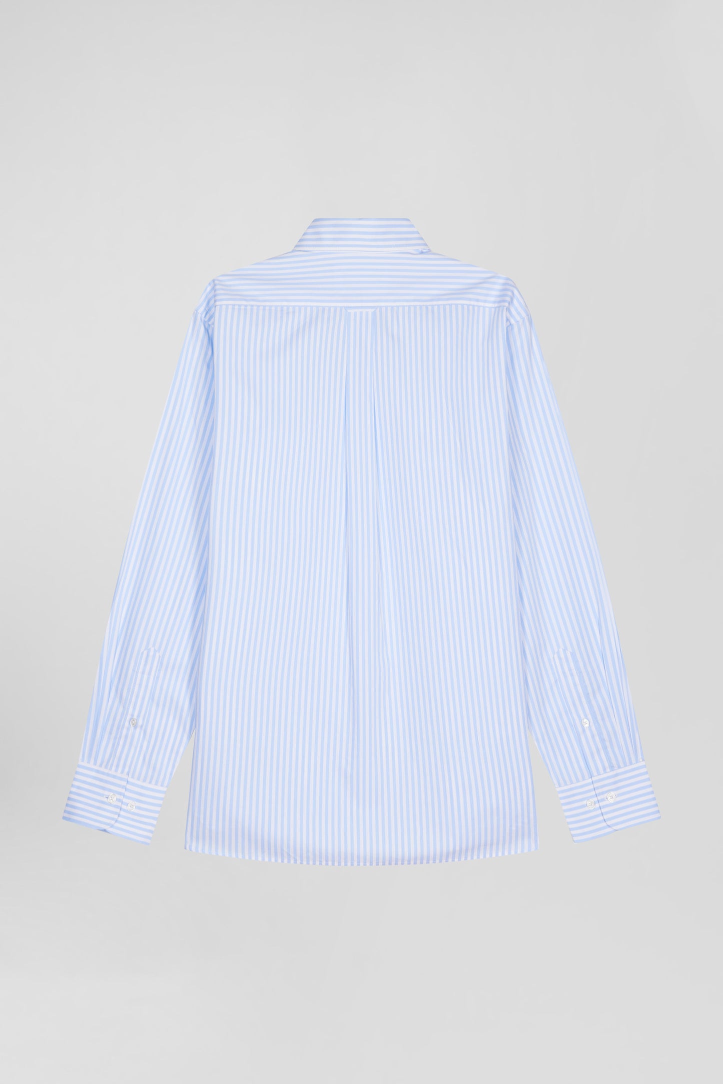 Regular sky blue striped cotton poplin shirt