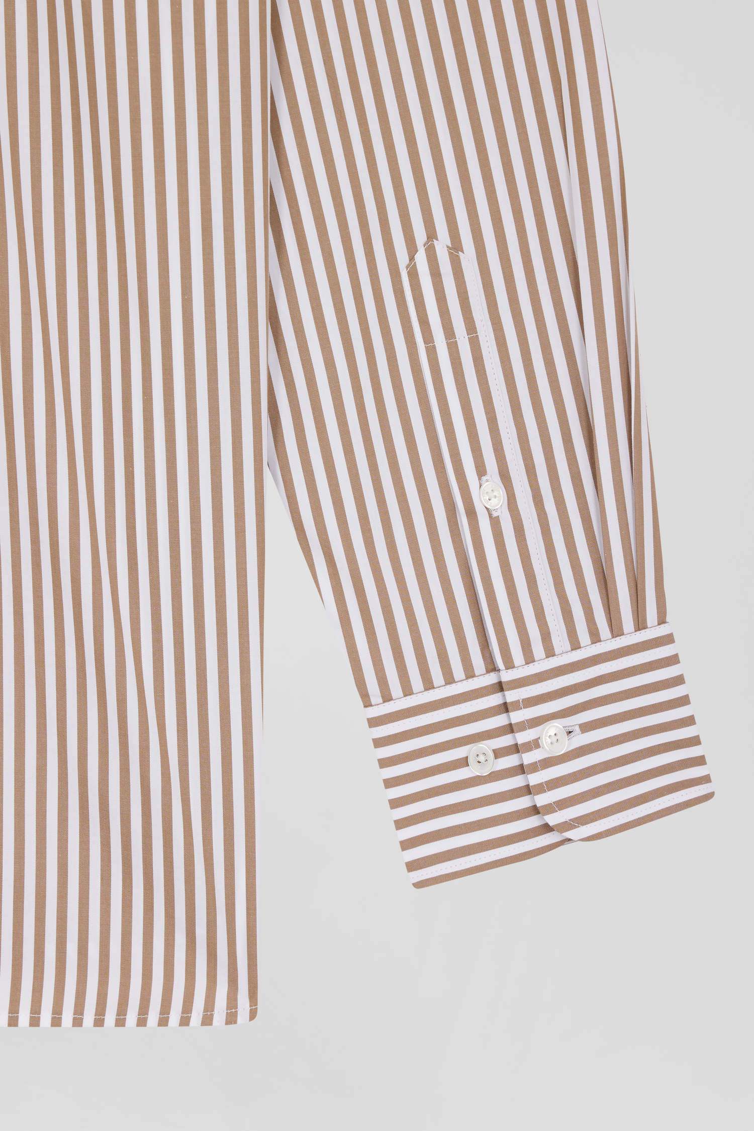 Regular brown striped cotton poplin shirt