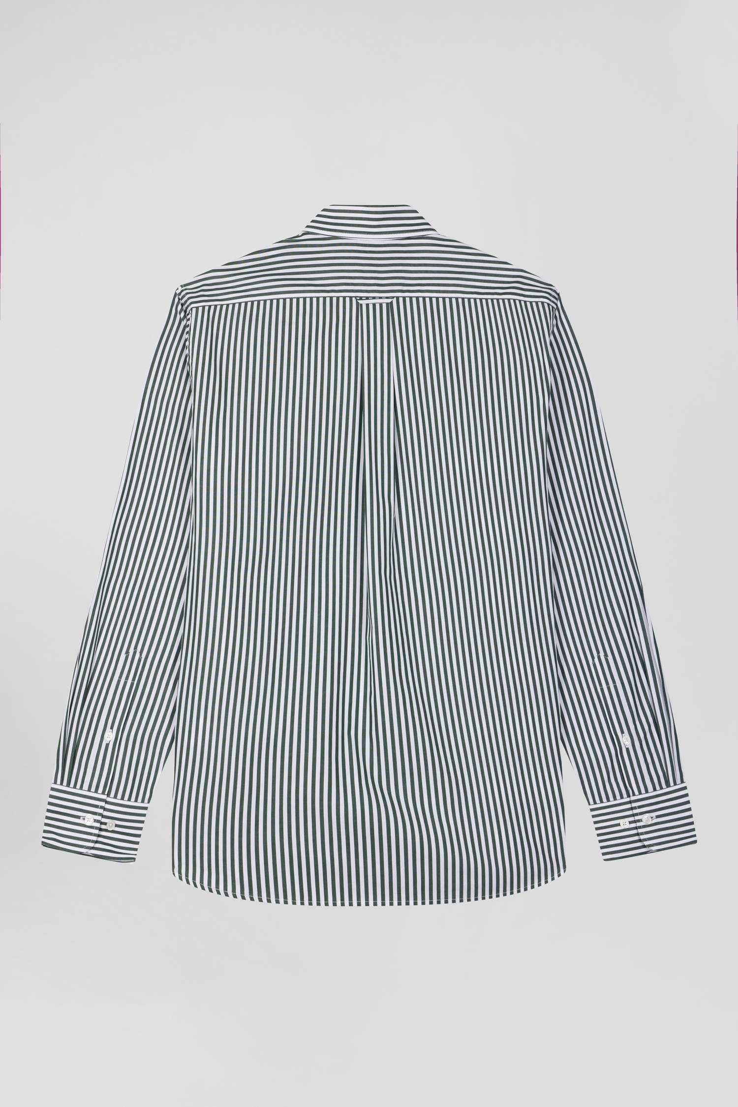 Green striped cotton poplin shirt Regular fit