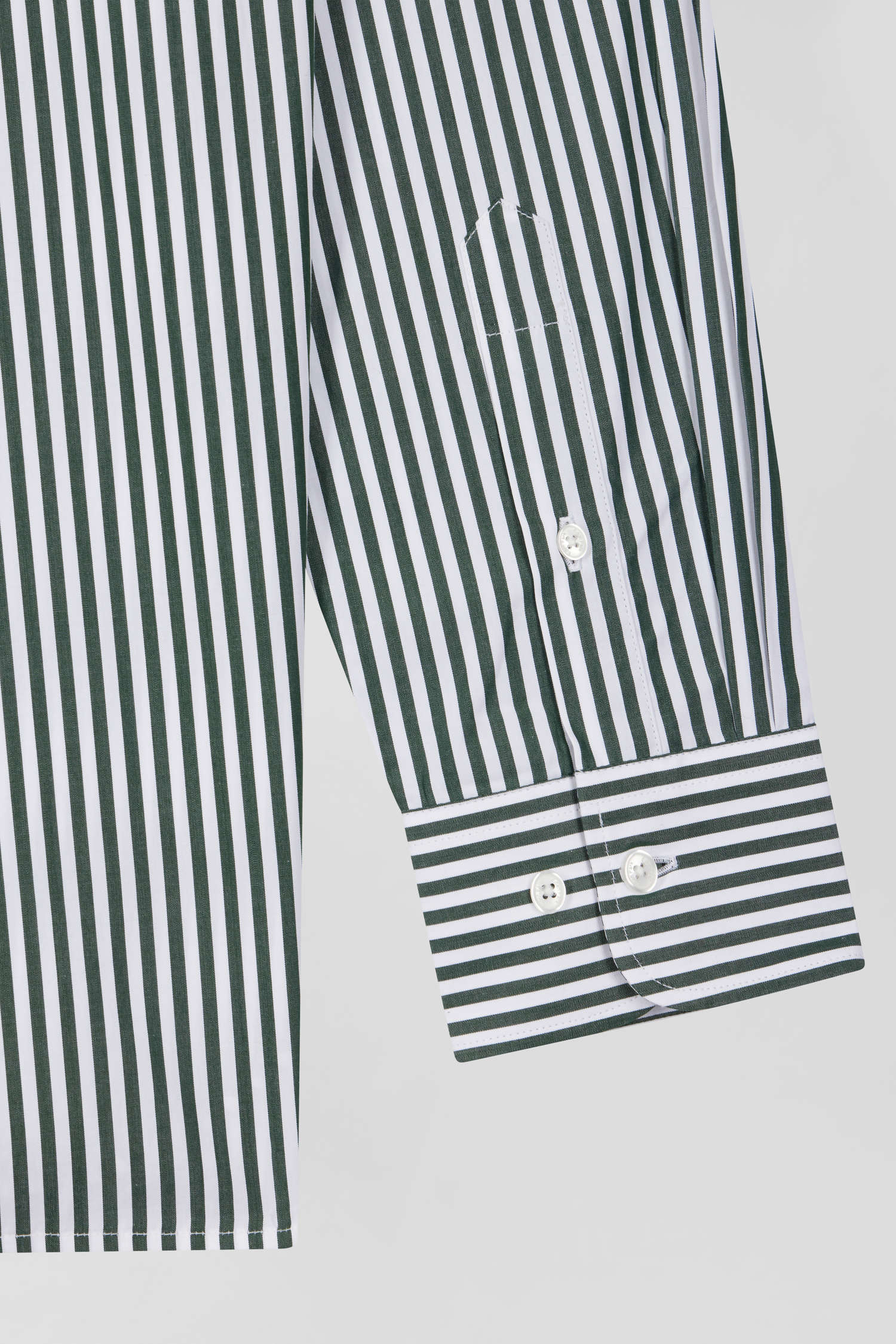 Green striped cotton poplin shirt Regular fit