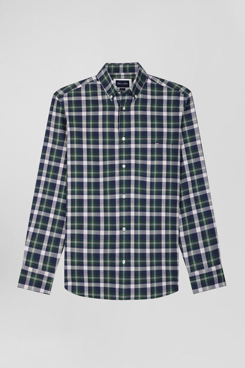 Regular green checked cotton shirt - Image 2