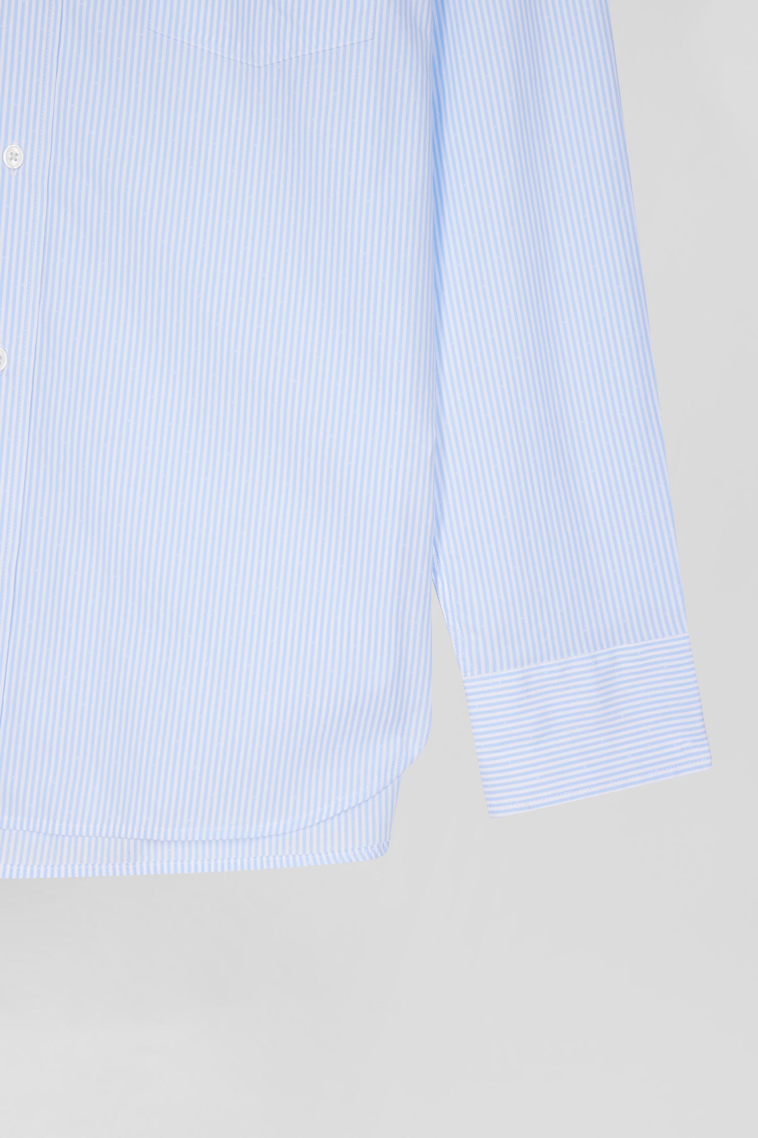 Regular sky blue striped cotton jacquard shirt