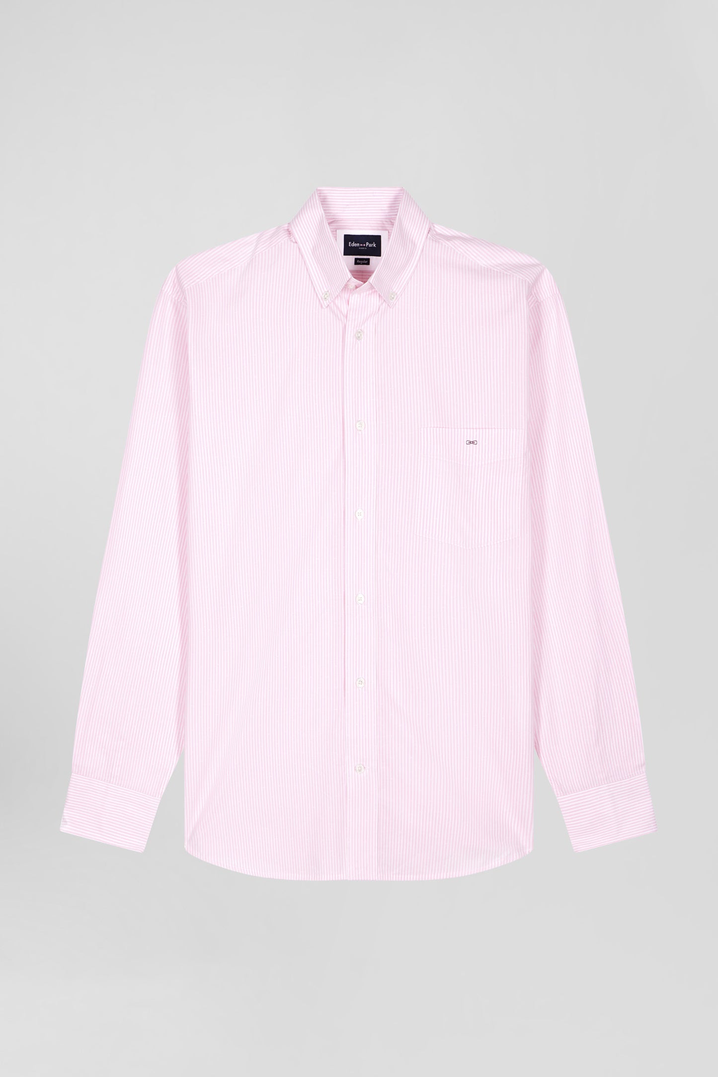 Regular pink striped cotton jacquard shirt