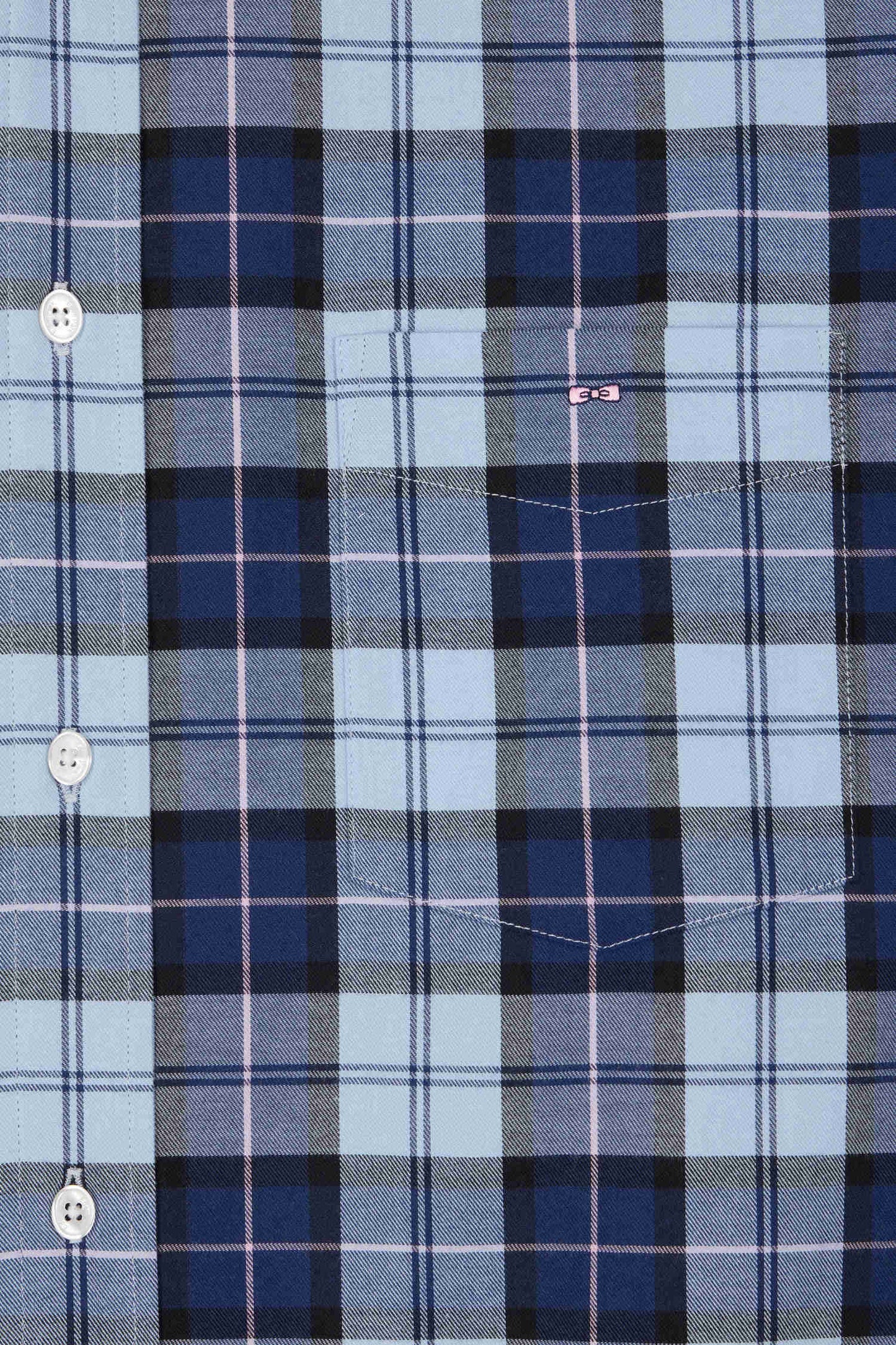 Regular sky blue checked cotton twill shirt