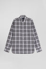 Regular grey checked cotton twill shirt
