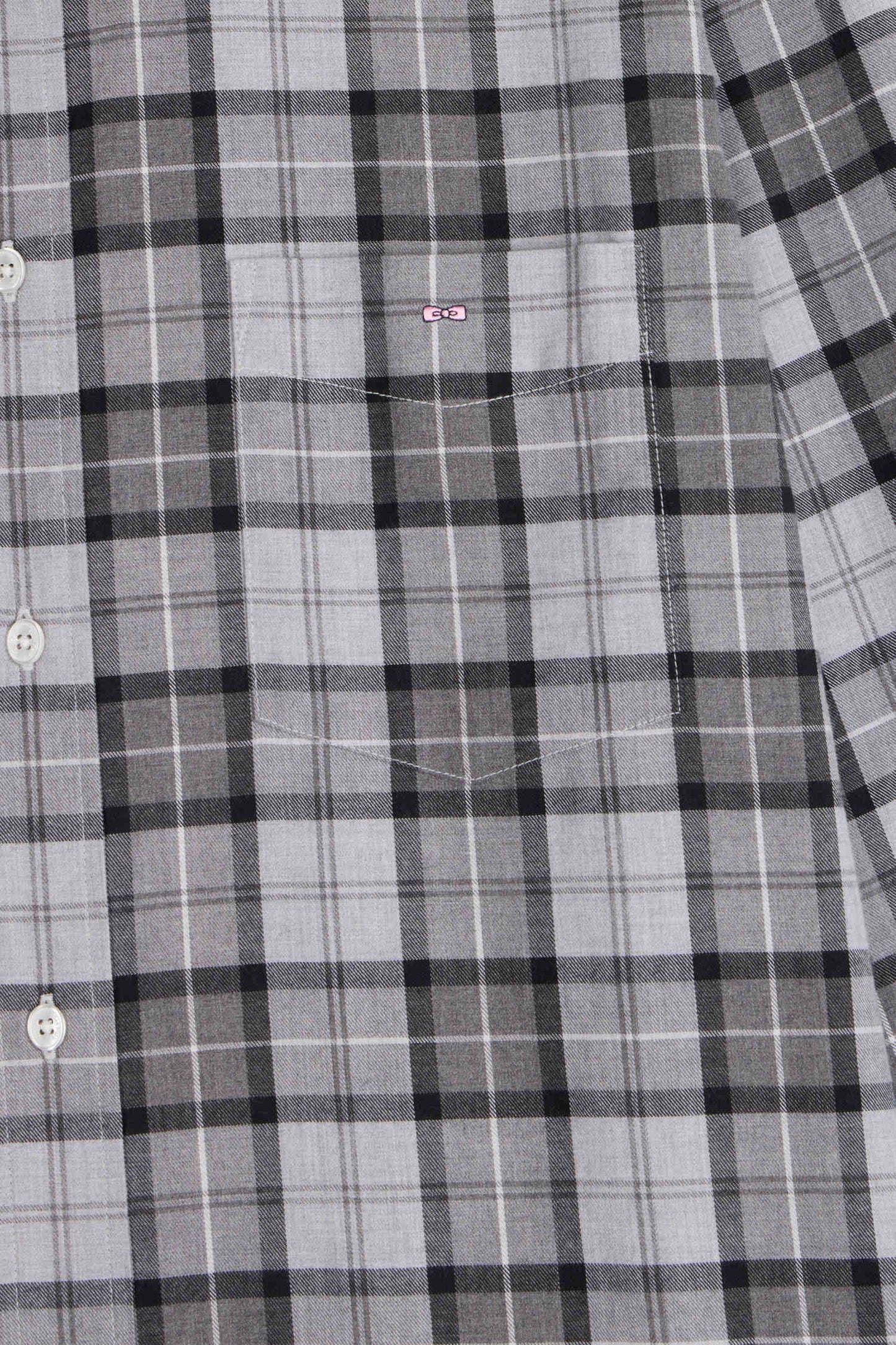 Regular grey checked cotton twill shirt