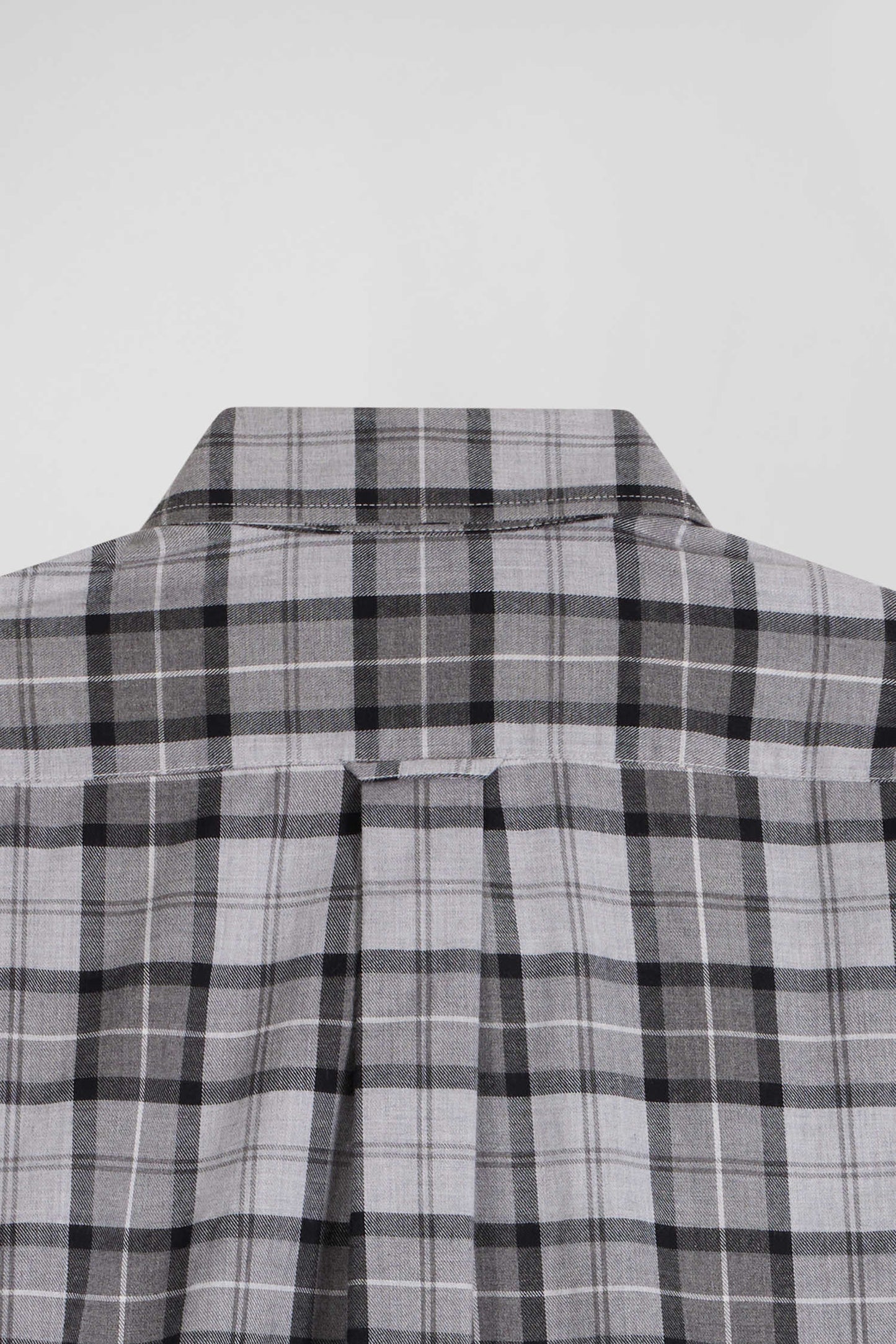 Regular grey checked cotton twill shirt
