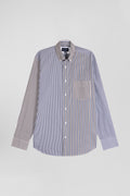 Regular brown striped cotton poplin shirt