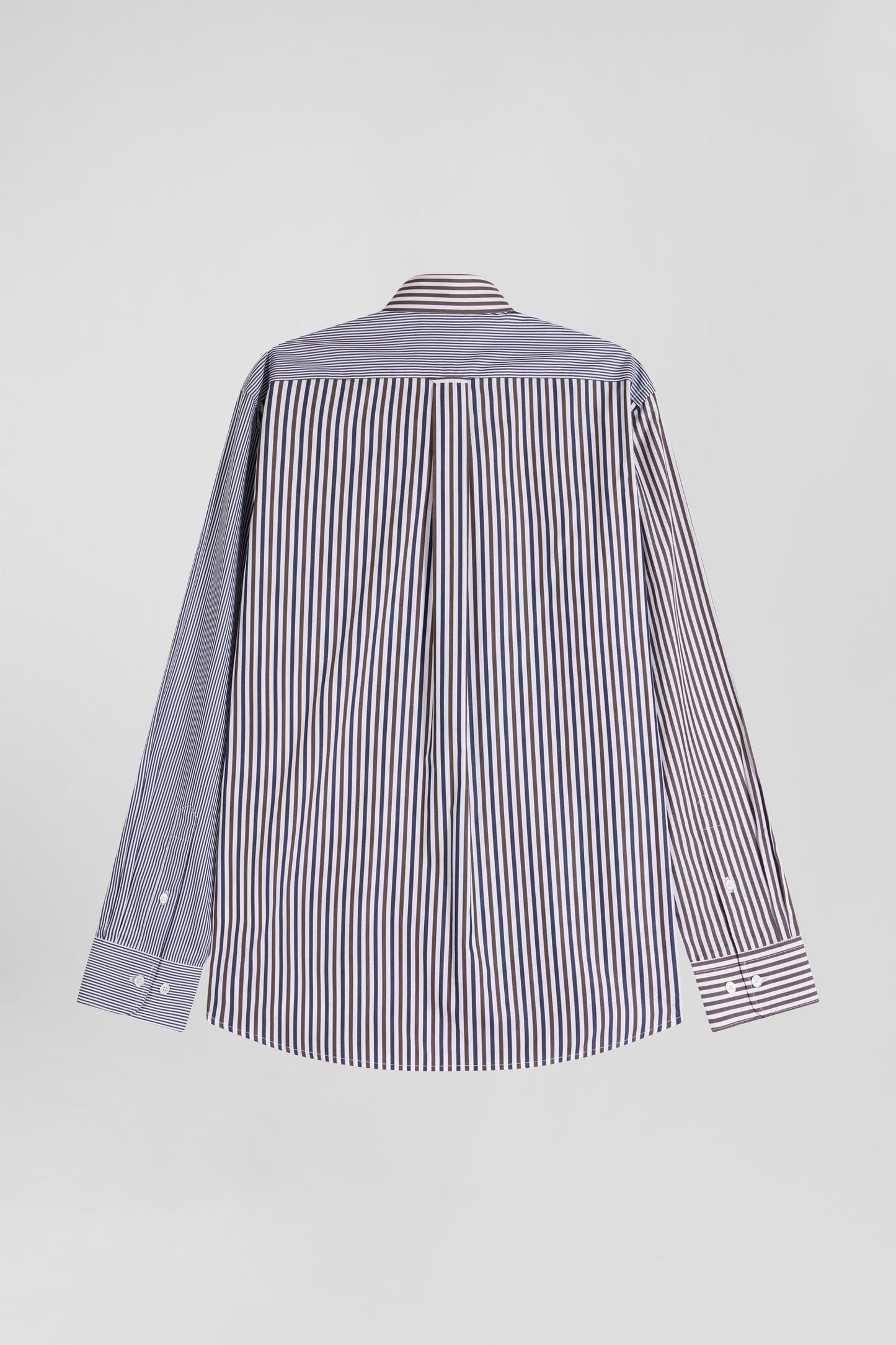 Regular brown striped cotton poplin shirt