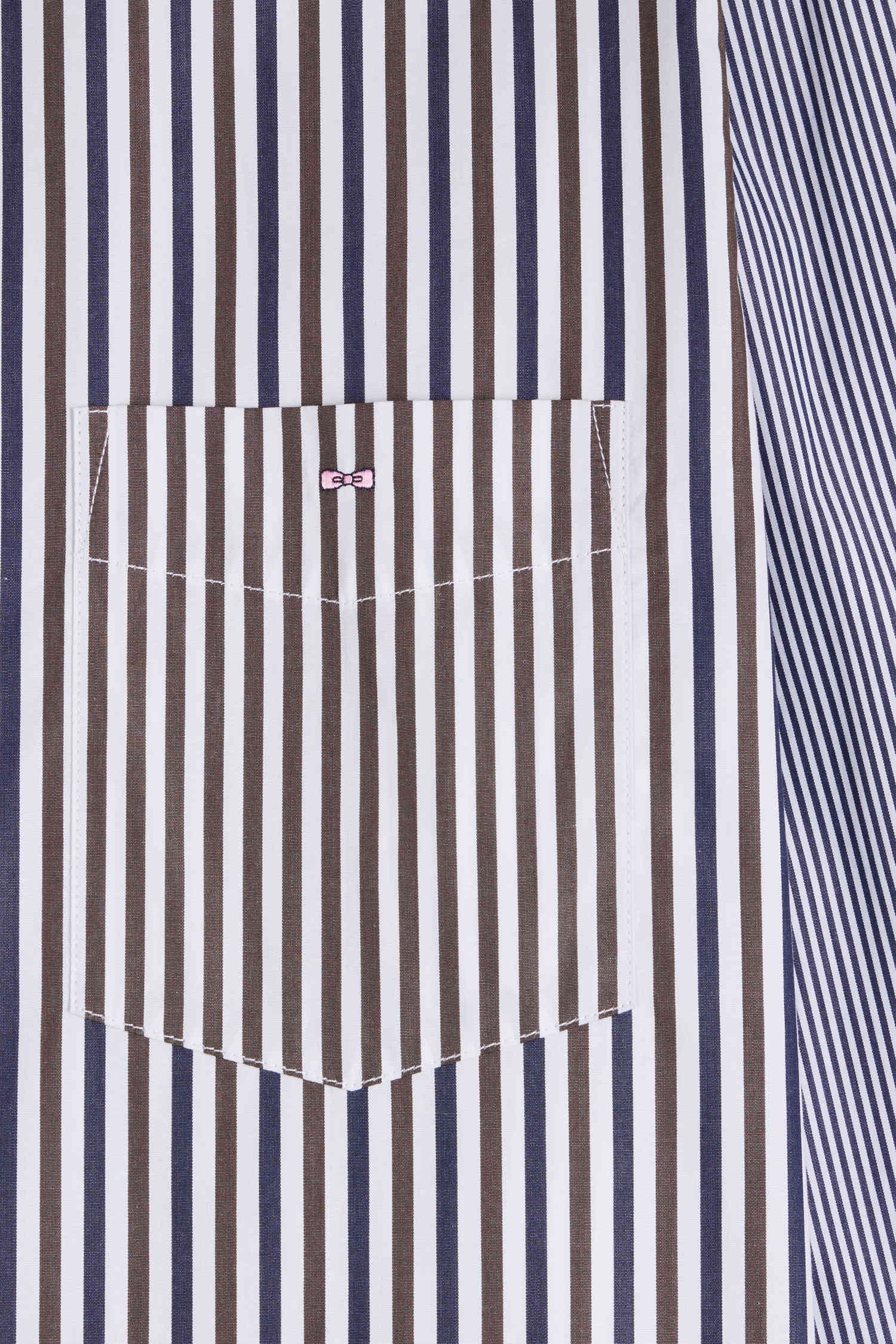 Regular brown striped cotton poplin shirt