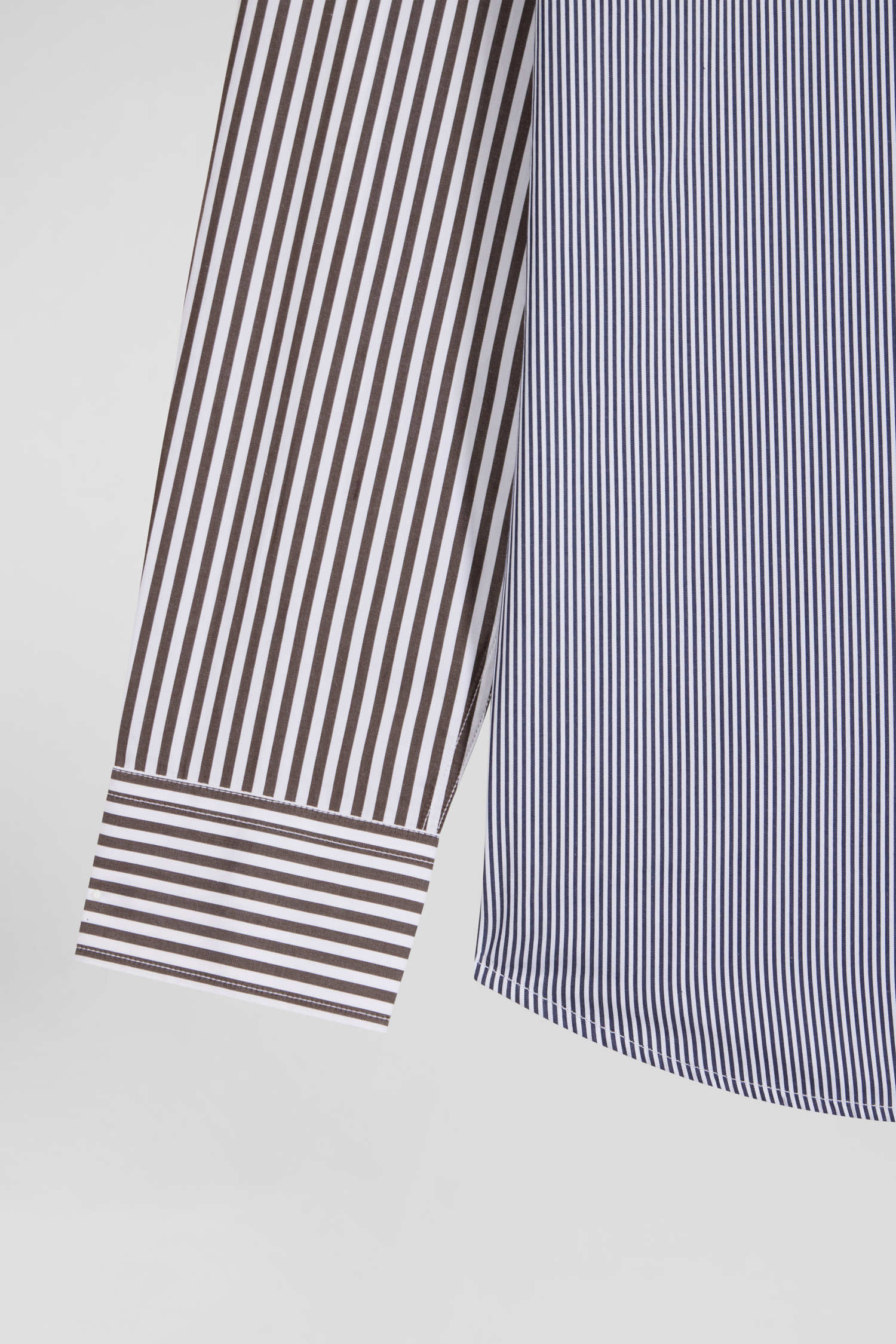 Regular brown striped cotton poplin shirt