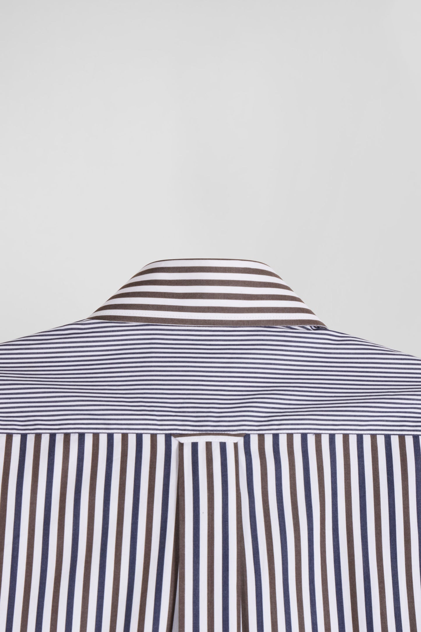 Regular brown striped cotton poplin shirt