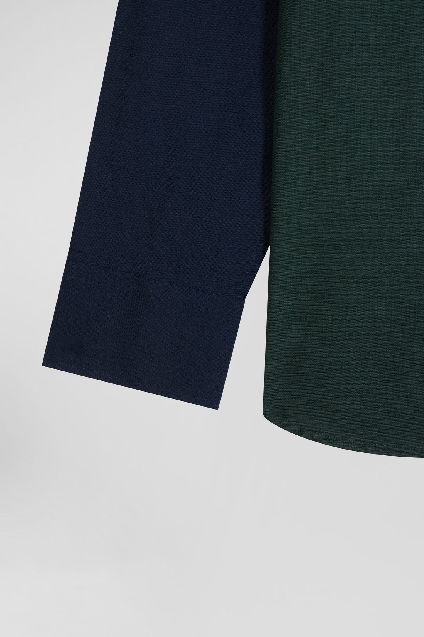 Regular green and navy oxford cotton shirt with back embroidery