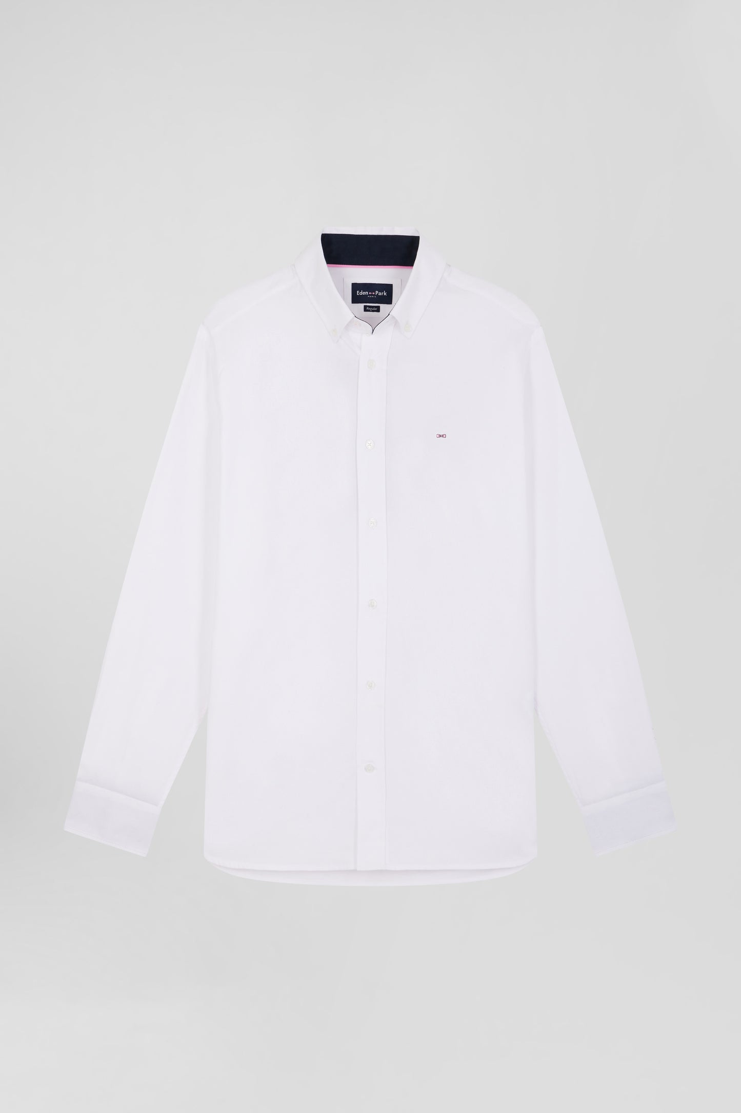 Regular white cotton shirt with back N°10 embroidery