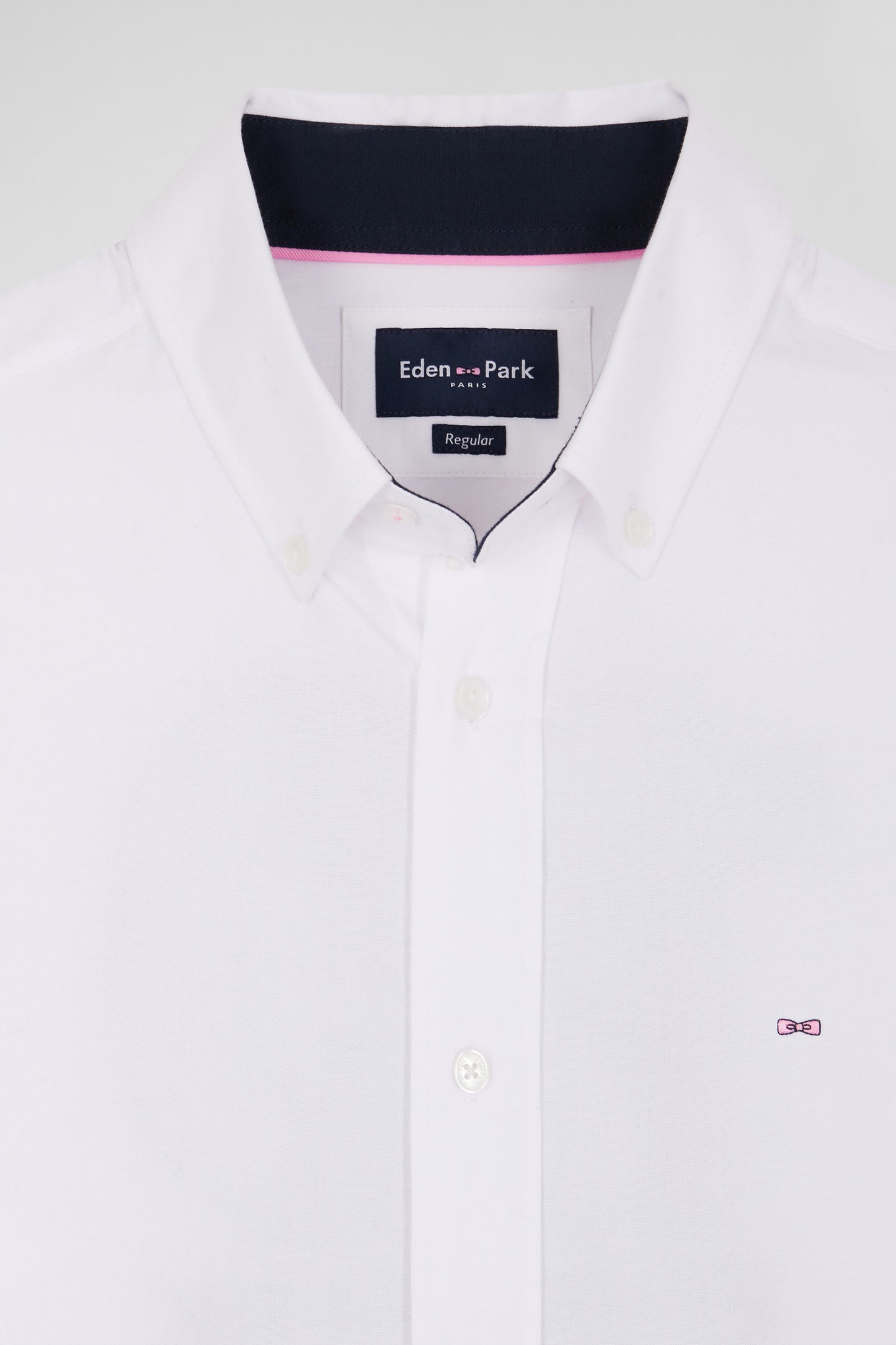 Regular white cotton shirt with back N°10 embroidery