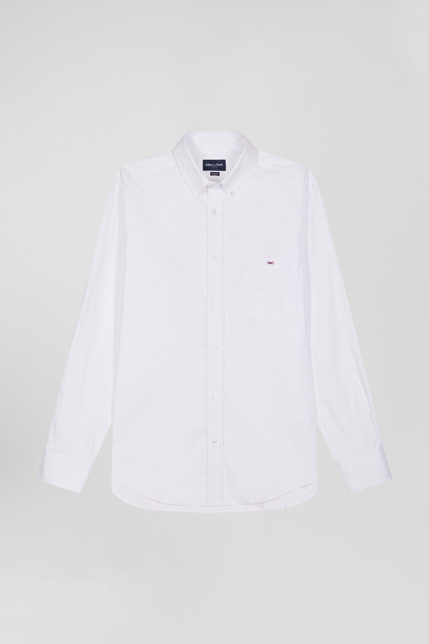 Regular plain white mixed stretch cotton shirt