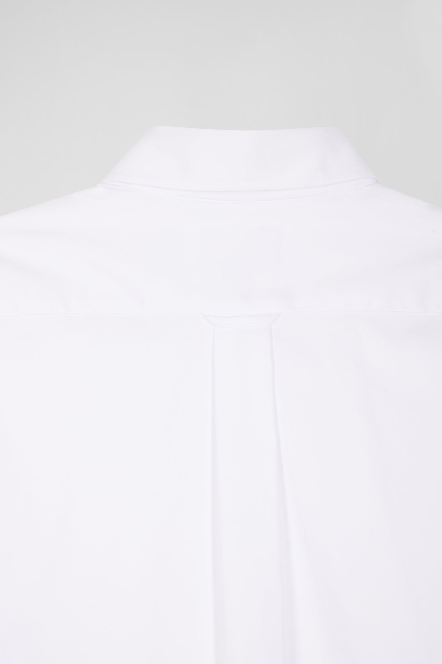 Regular plain white mixed stretch cotton shirt