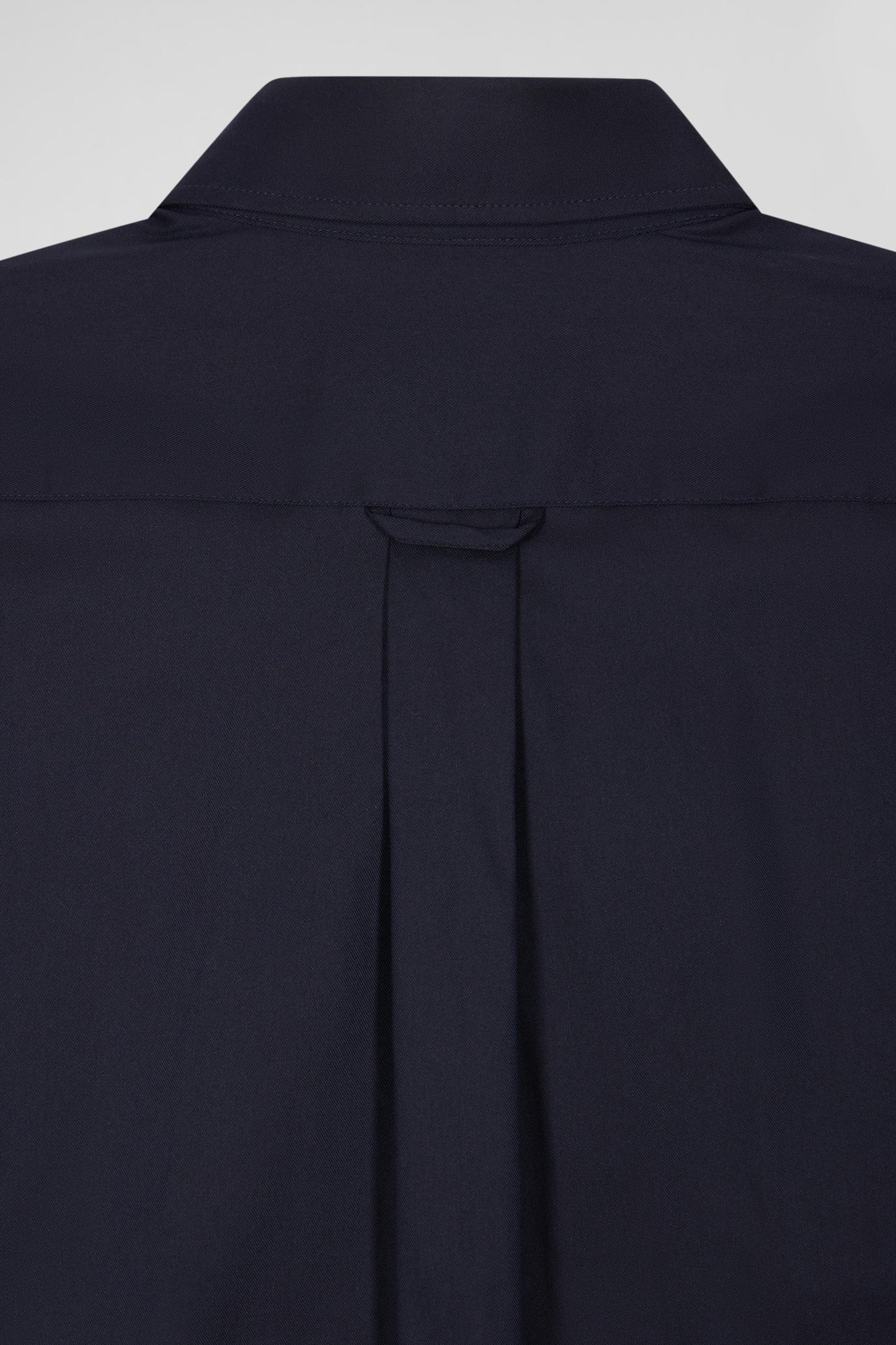 Regular plain navy blue mixed stretch cotton shirt