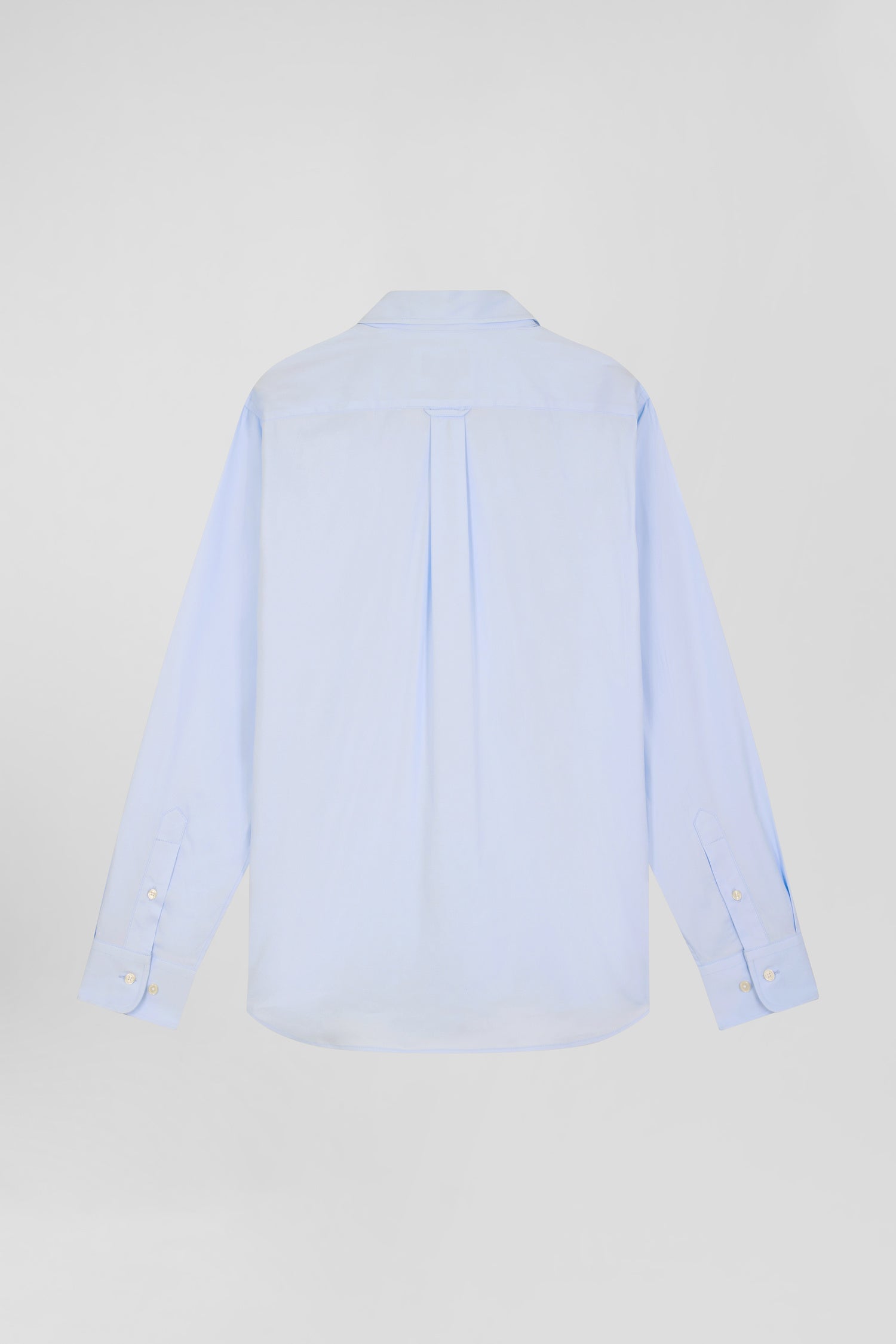 Regular plain sky blue mixed stretch cotton shirt