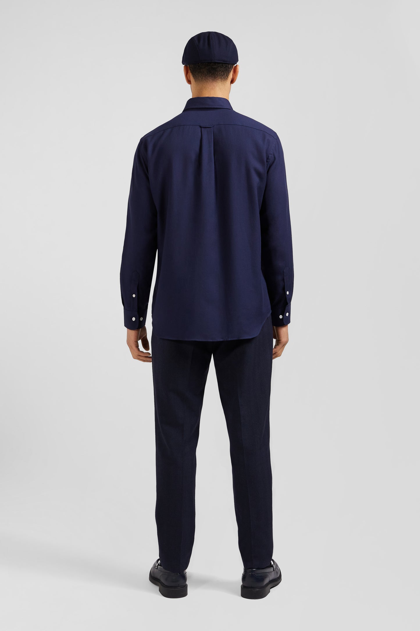 Regular indigo cotton and cashmere twill shirt