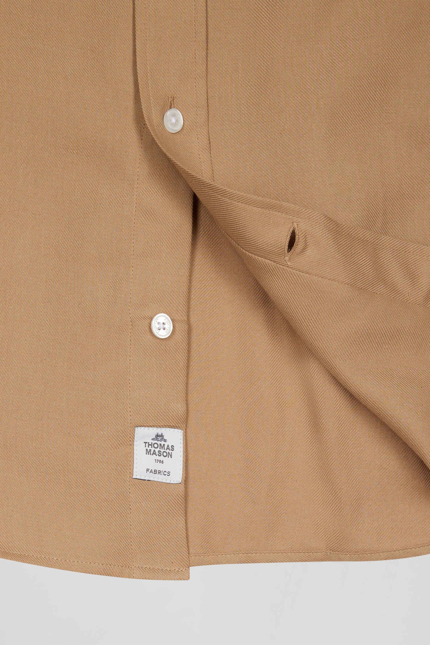 Chemise en twill de coton et cachemire camel coupe Regular