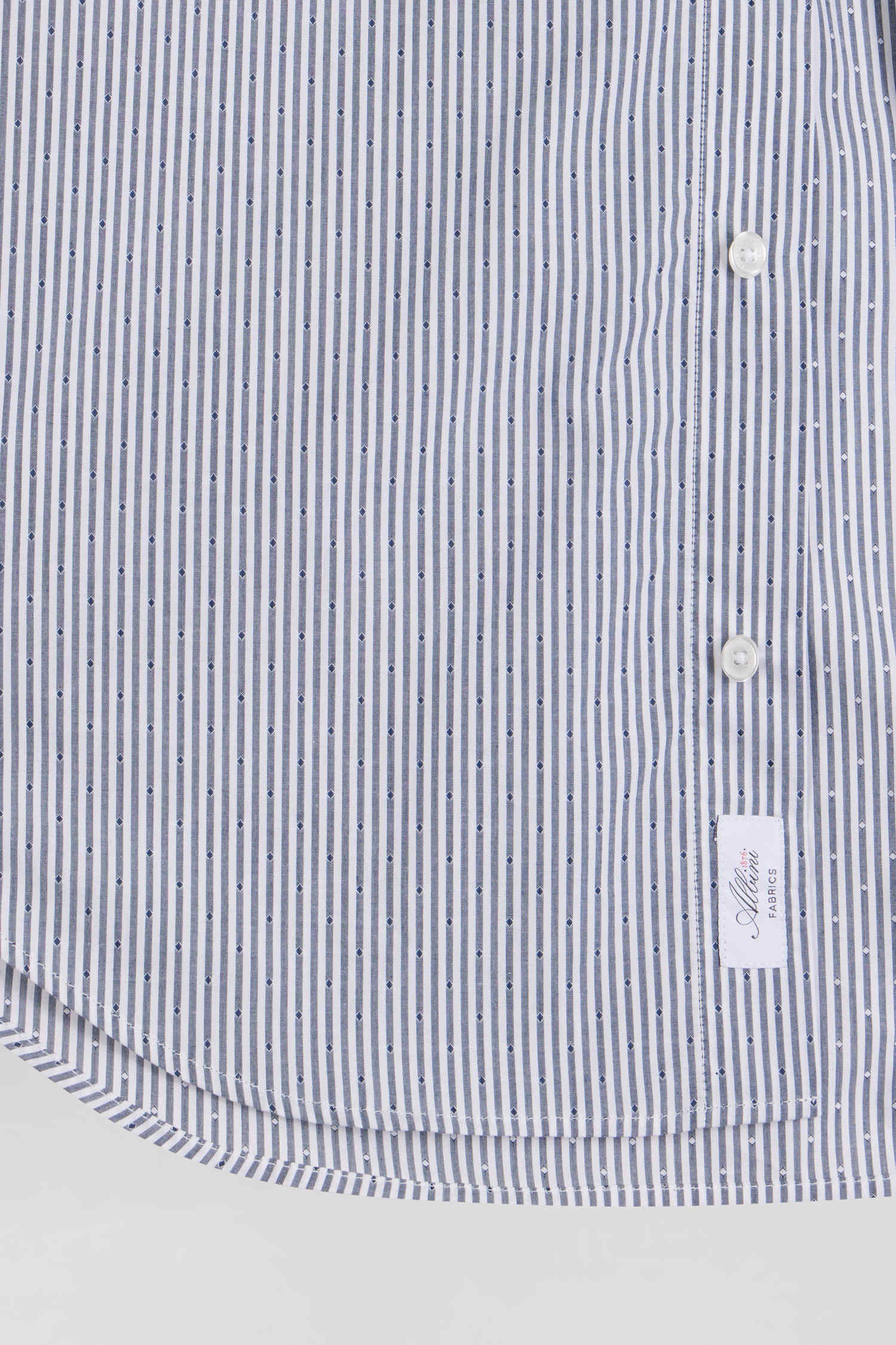 Regular indigo striped cotton jacquard shirt