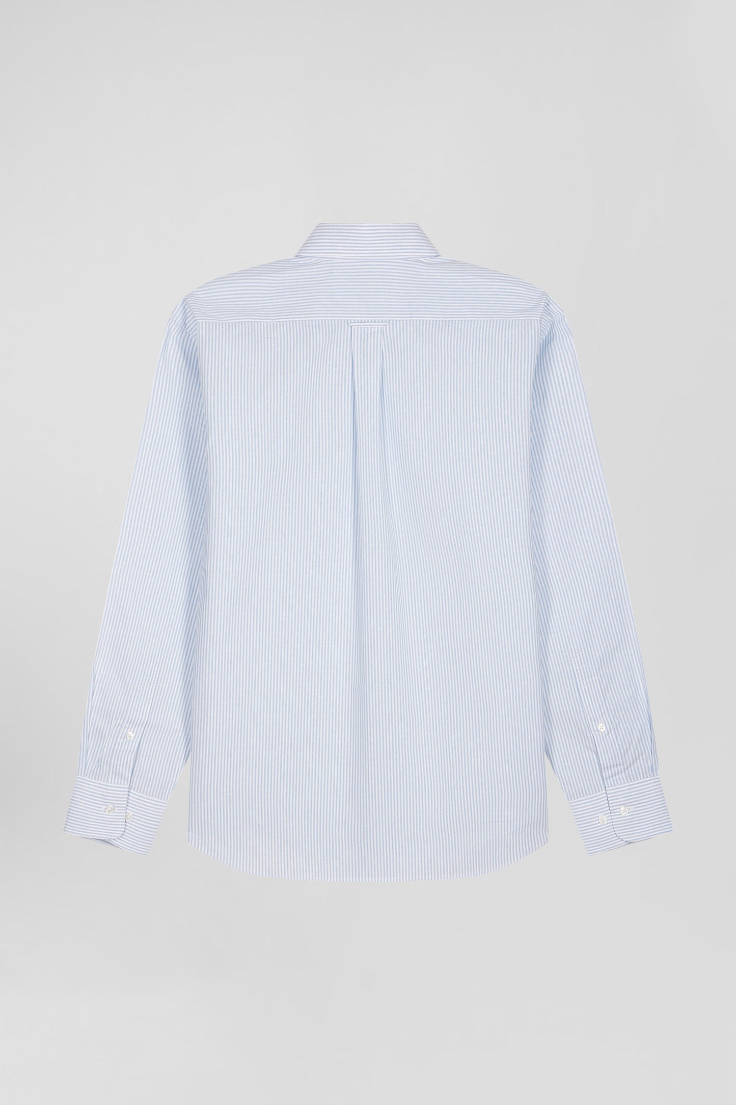 Regular sky blue striped cotton jacquard shirt