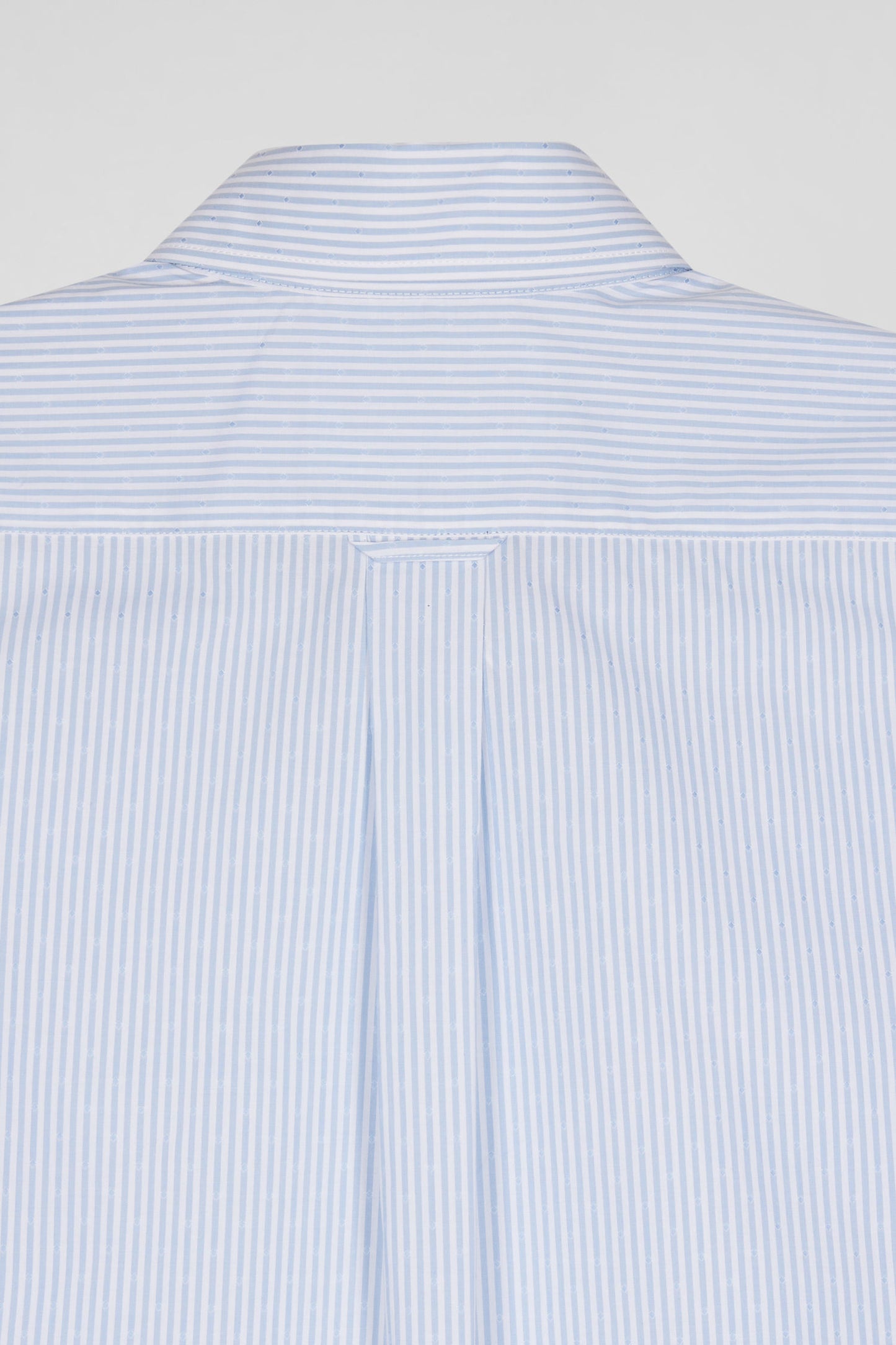 Regular sky blue striped cotton jacquard shirt