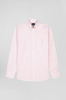 Regular pink striped cotton jacquard shirt