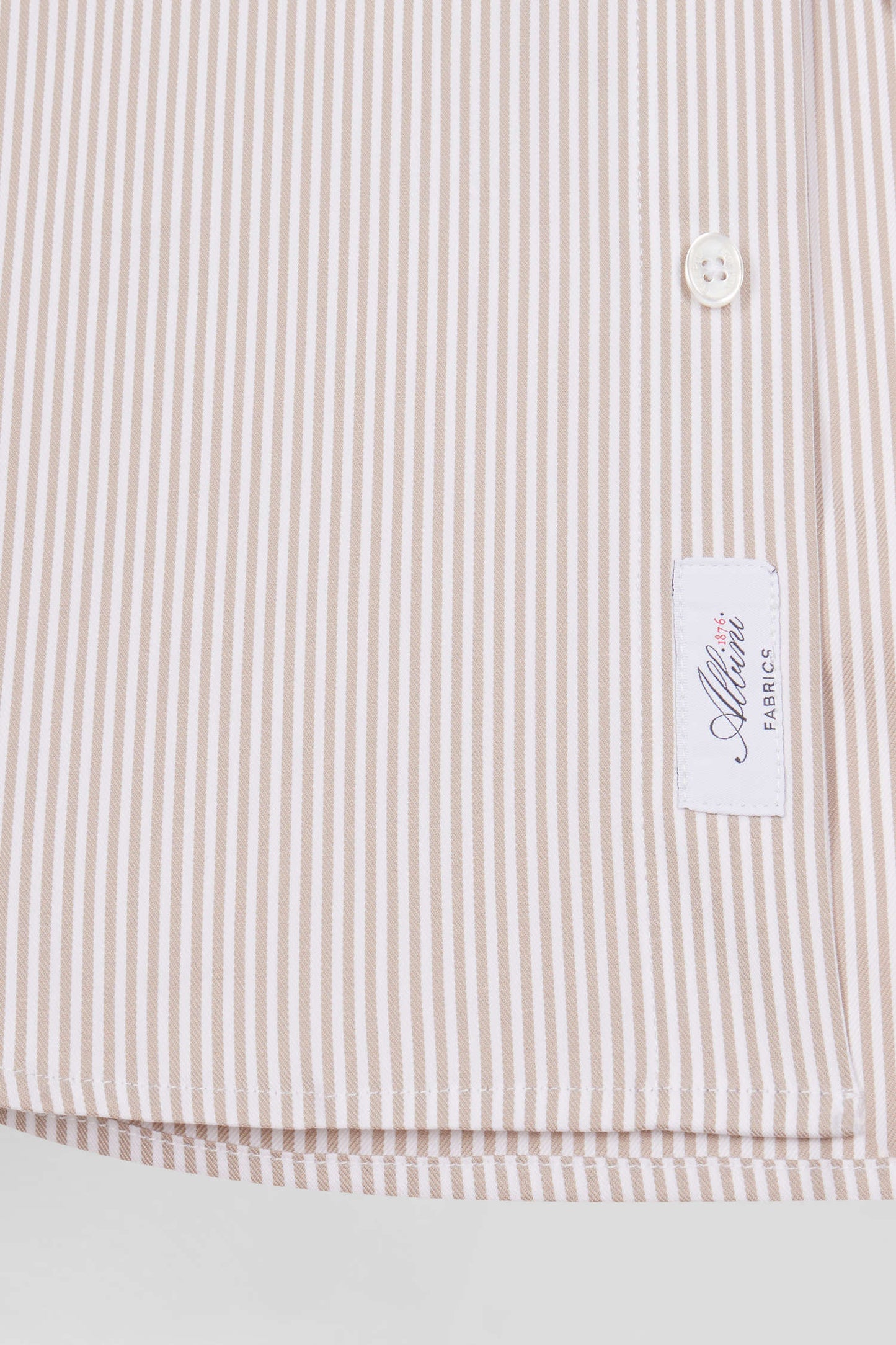 Regular beige cotton poplin shirt with baton stripes