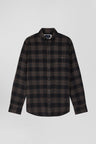 Regular black coton flannel checked shirt