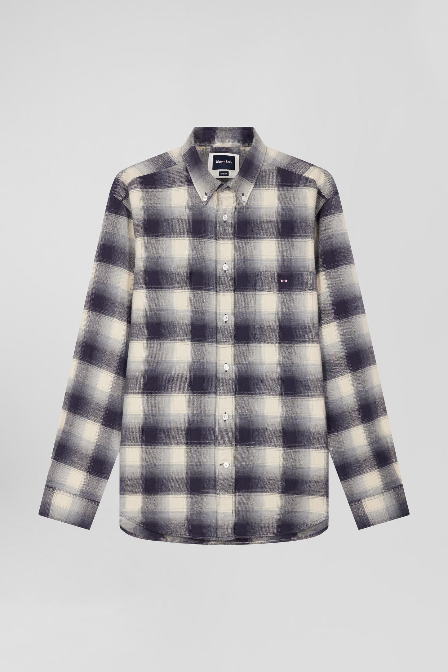 Regular indigo checked cotton shirt