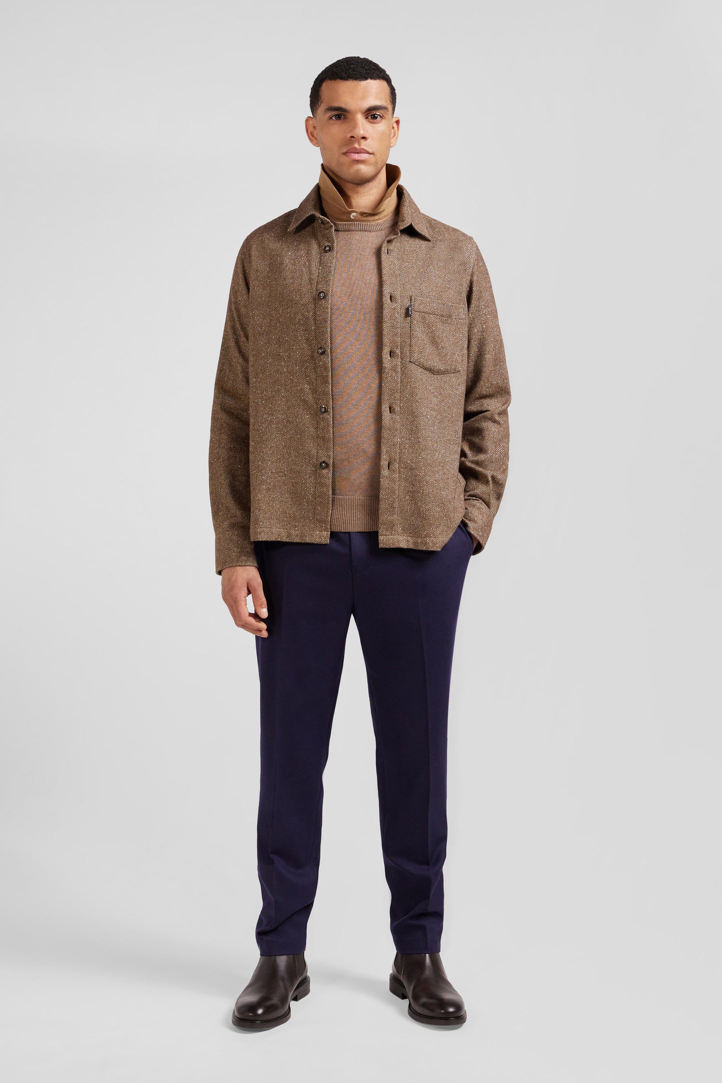Brown mixed cotton shirt