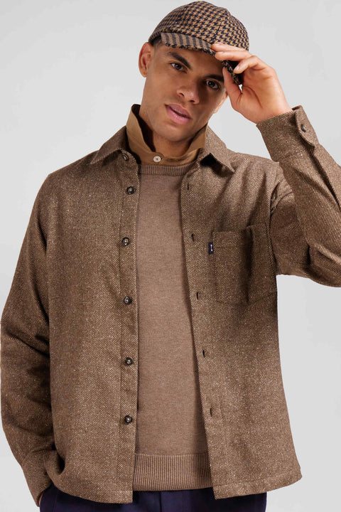 Brown mixed cotton shirt - Image 3