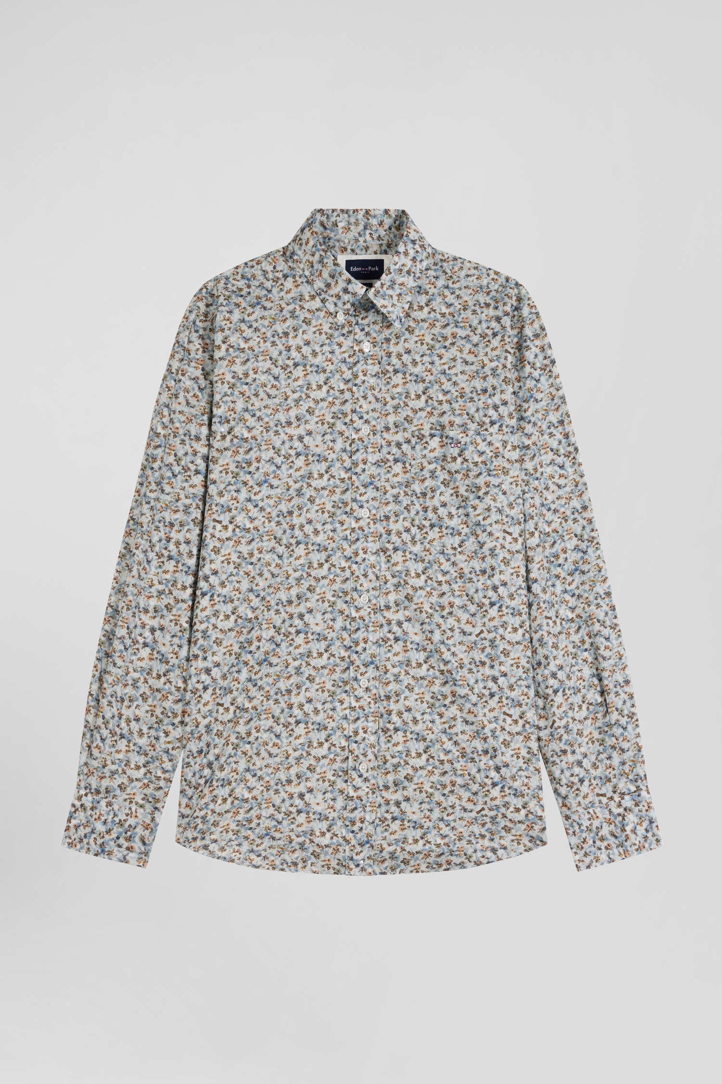 Green microprint cotton shirt Regular fit