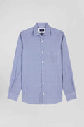 Slim blue graphic print cotton poplin shirt