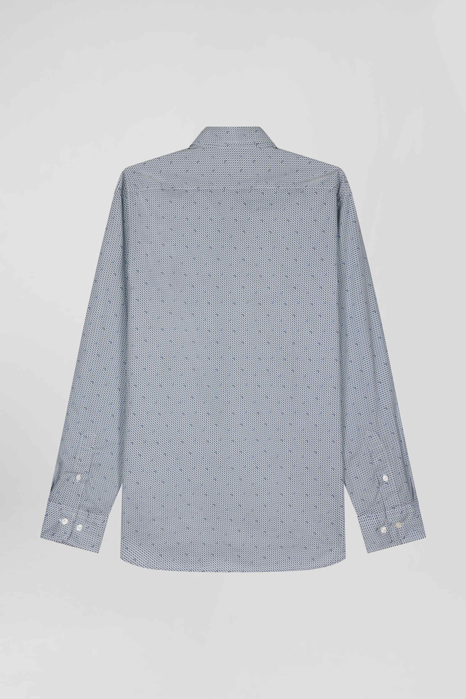 Light blue micro-motif cotton shirt Slim fit