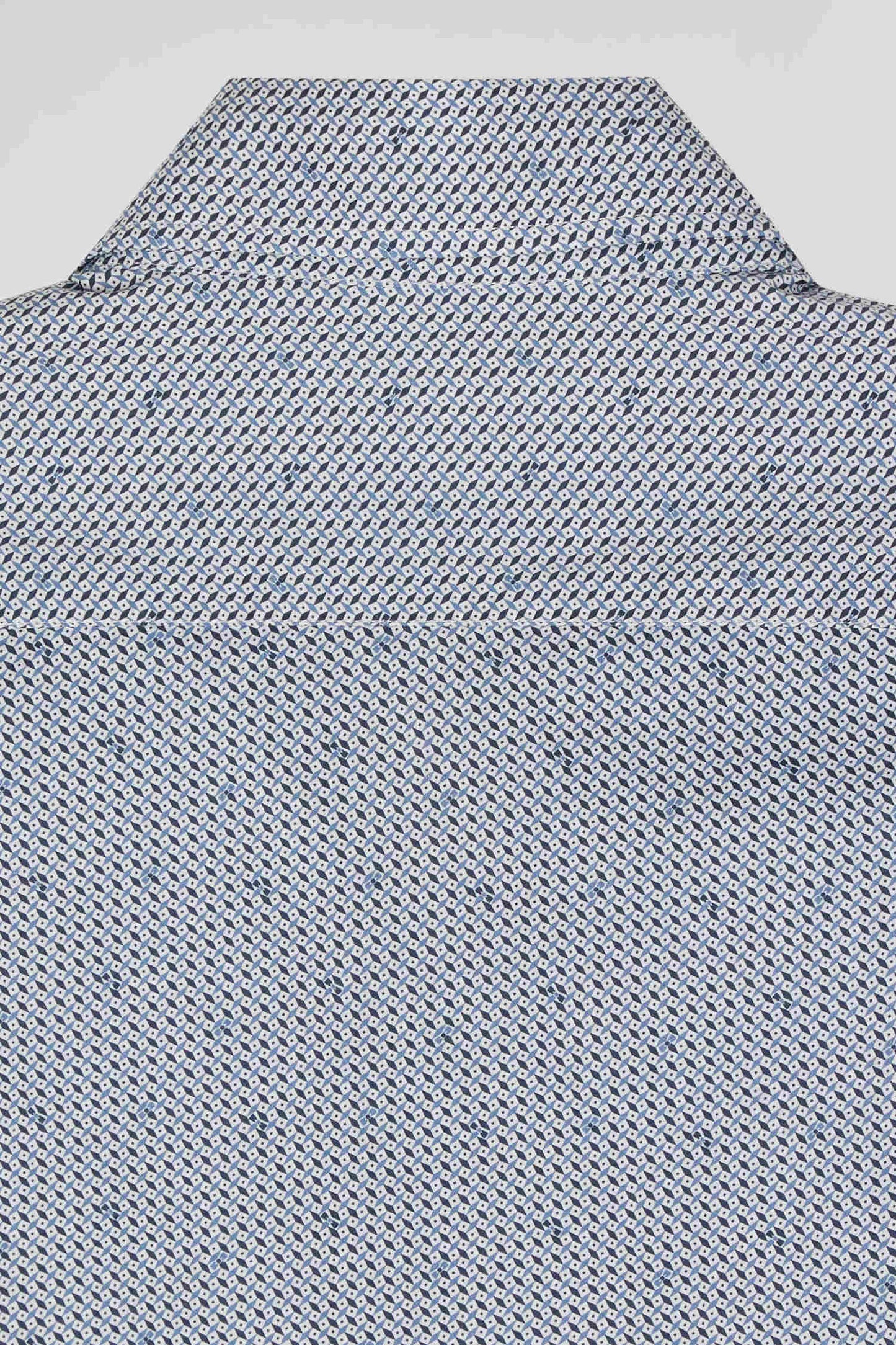 Light blue micro-motif cotton shirt Slim fit