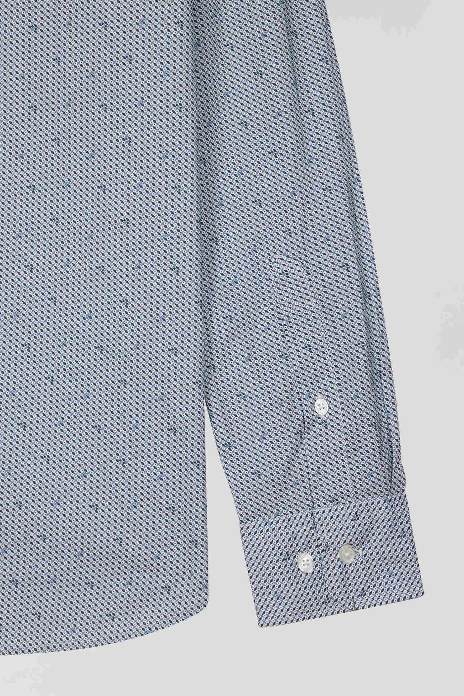 Light blue micro-motif cotton shirt Slim fit