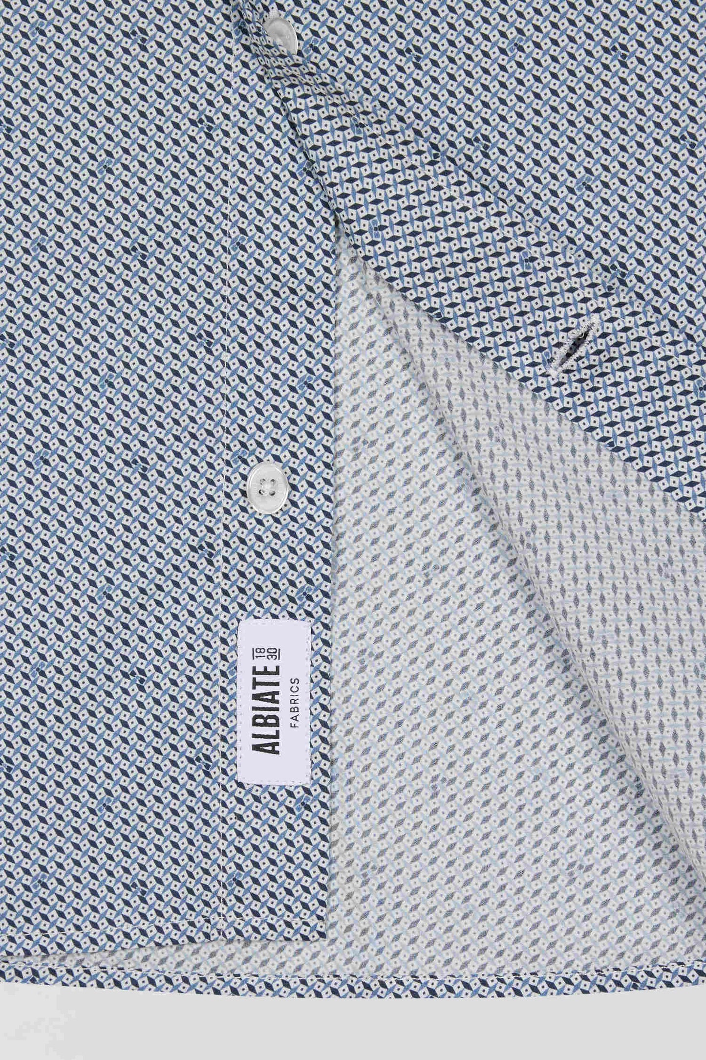 Light blue micro-motif cotton shirt Slim fit