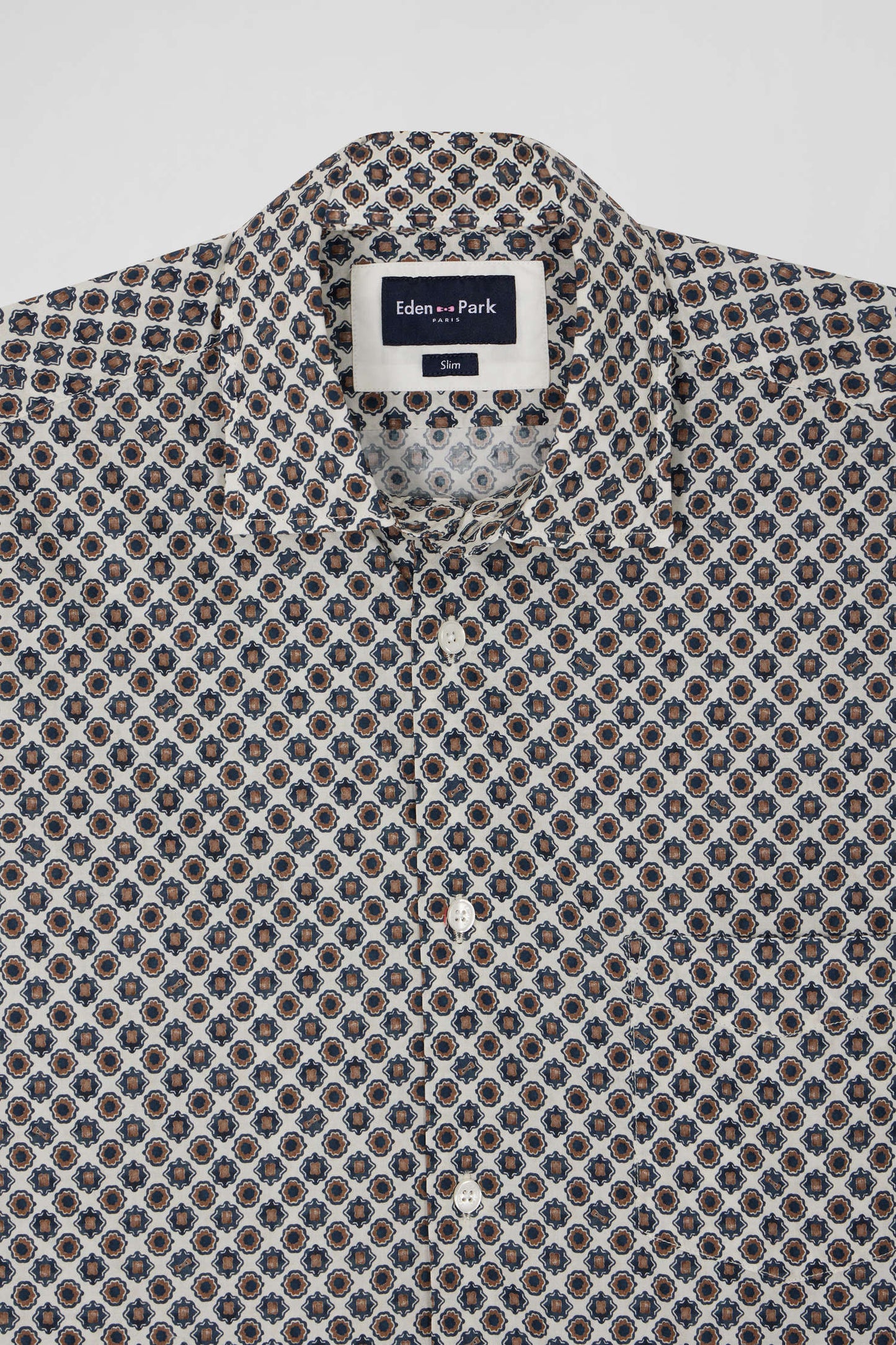 Slim-fit cotton shirt with off-white micro patterns