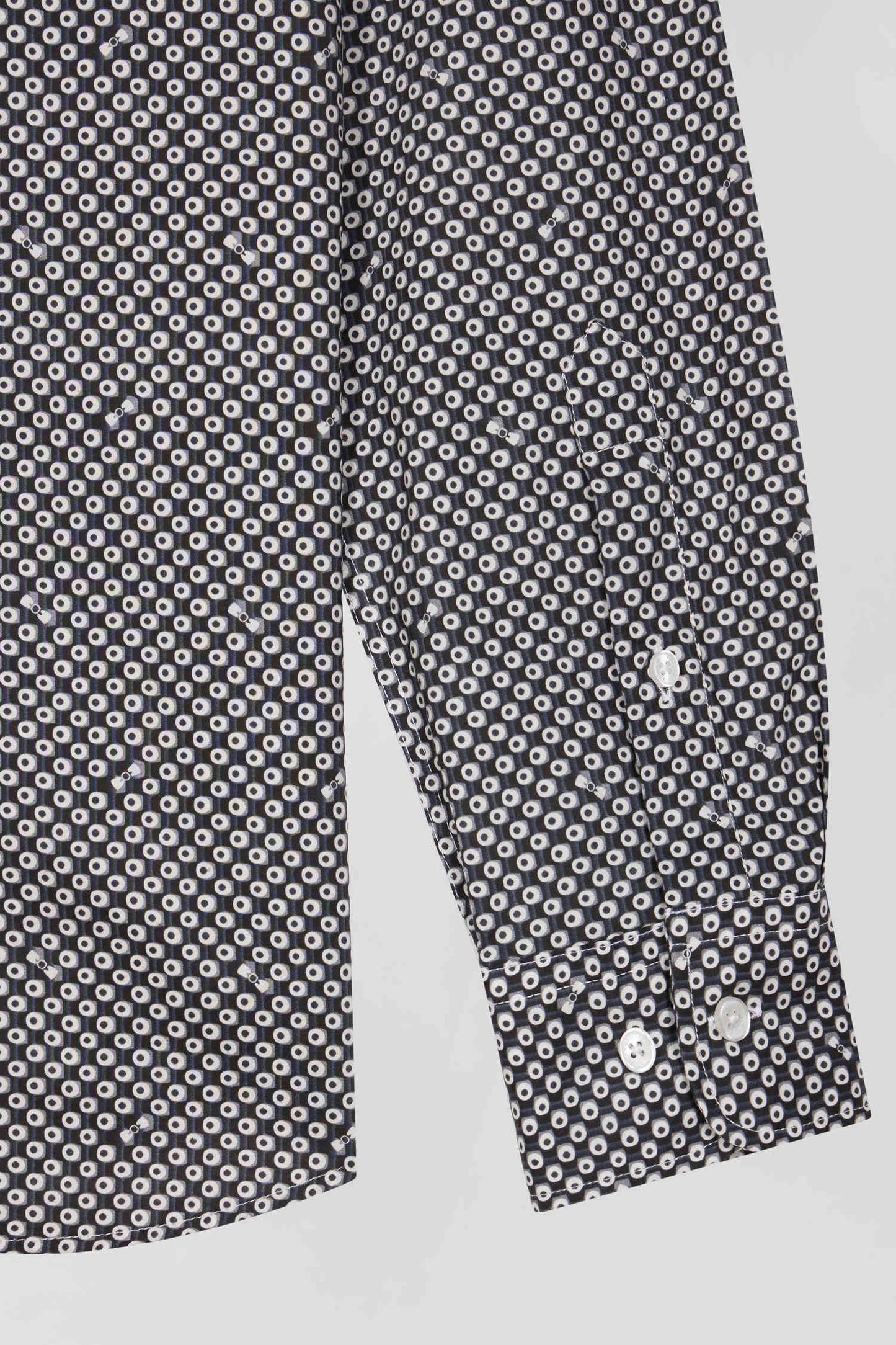 Slim fit grey cotton poplin shirt with graphic print