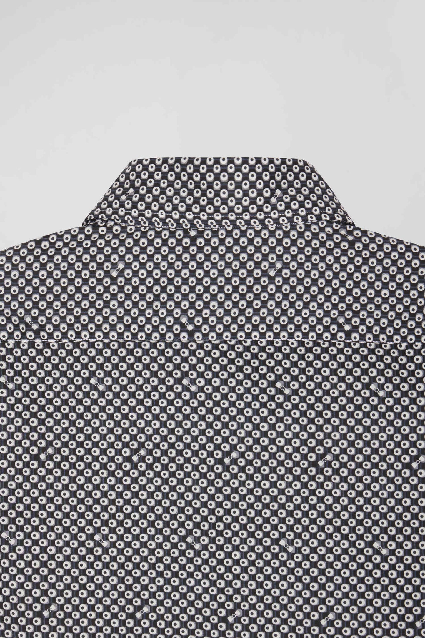 Slim fit grey cotton poplin shirt with graphic print