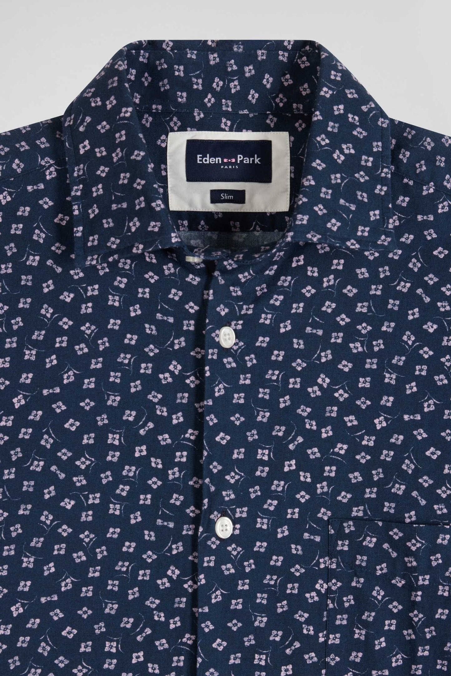 Slim dark blue cotton shirt