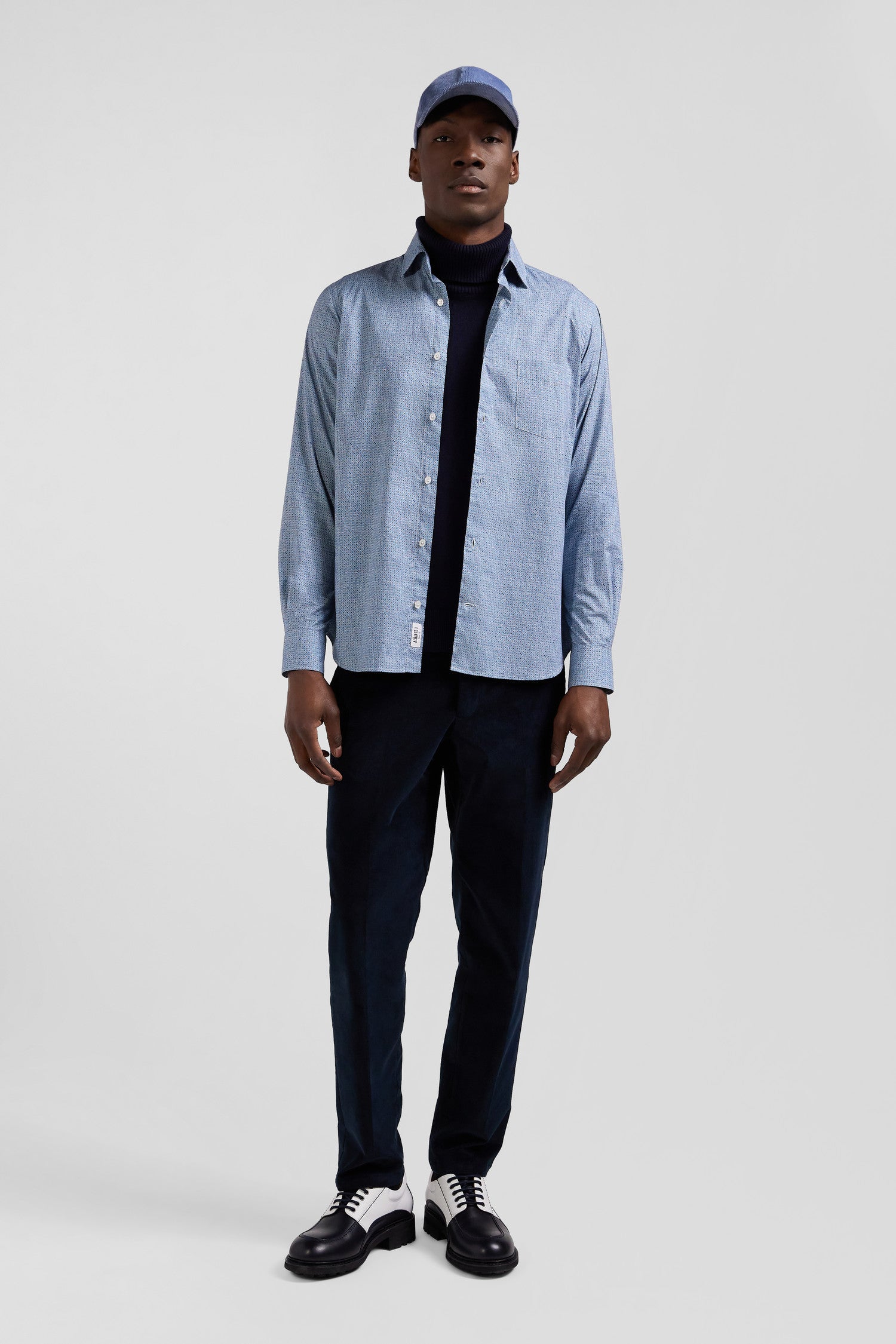 Slim sky blue cotton shirt