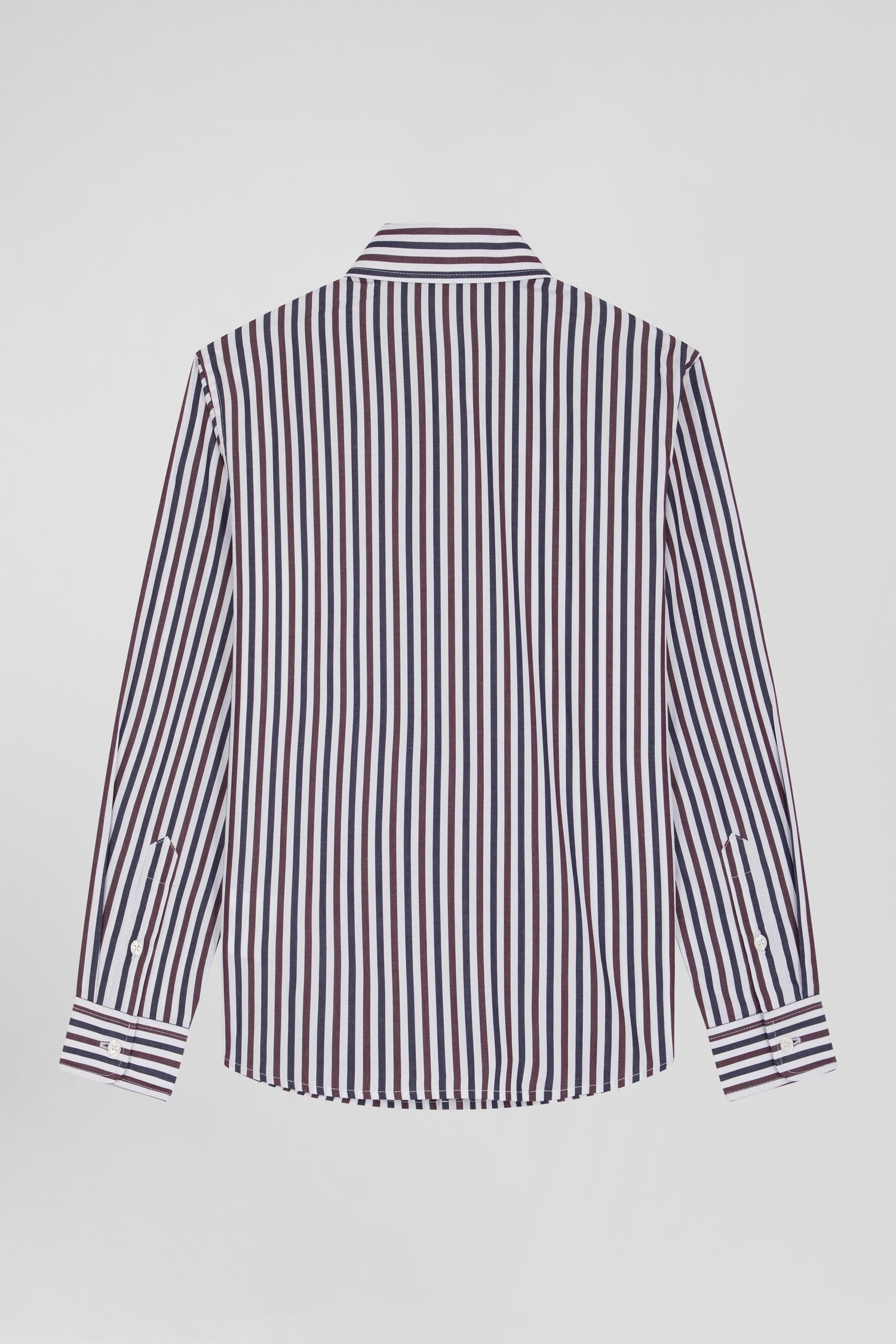 Regular burgundy striped cotton shirt