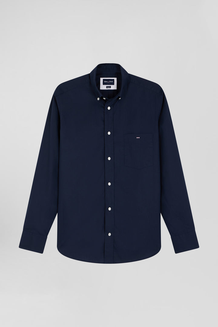 Chemise en popeline de coton bleu marine coupe Regular