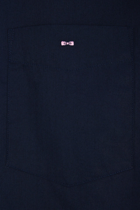 Regular plain navy blue cotton poplin shirt - Image 3