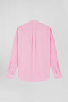 Regular plain pink cotton poplin shirt