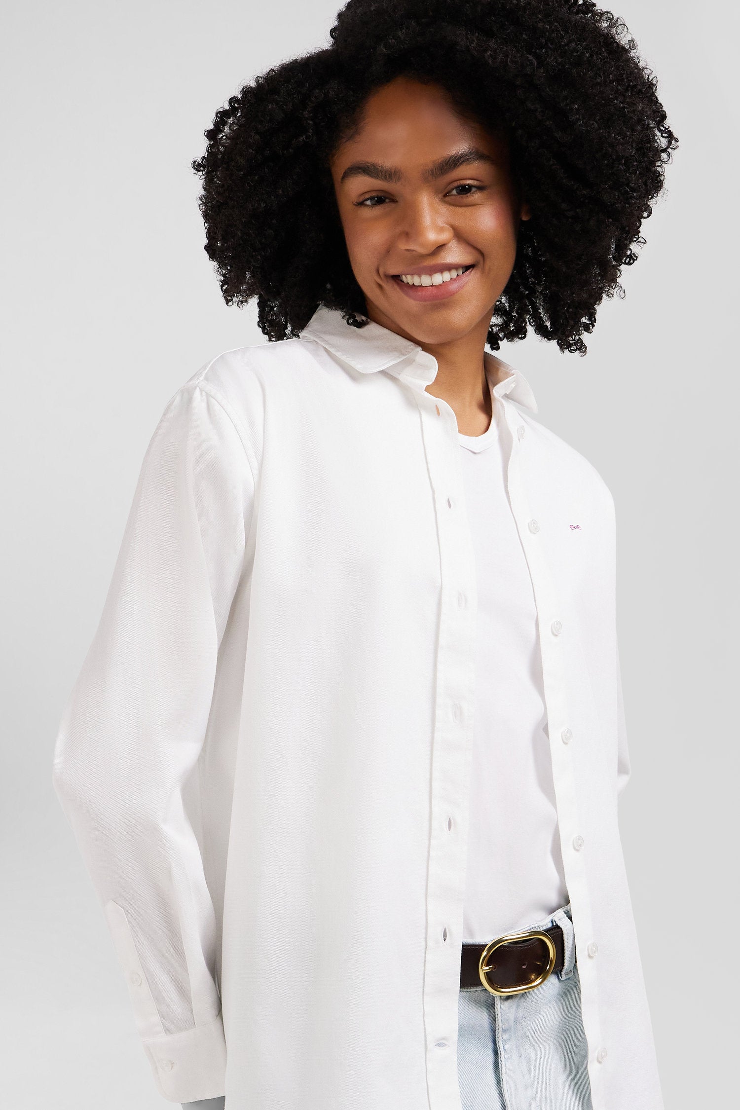 Chemise en popeline de coton blanche coupe Relaxed